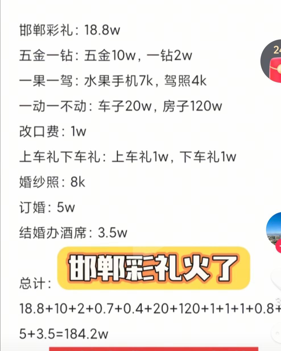 现在结婚是🈶多难呢？要花这么多钱，这🈶多少家庭能承担呢？都是普通打工家庭怎么