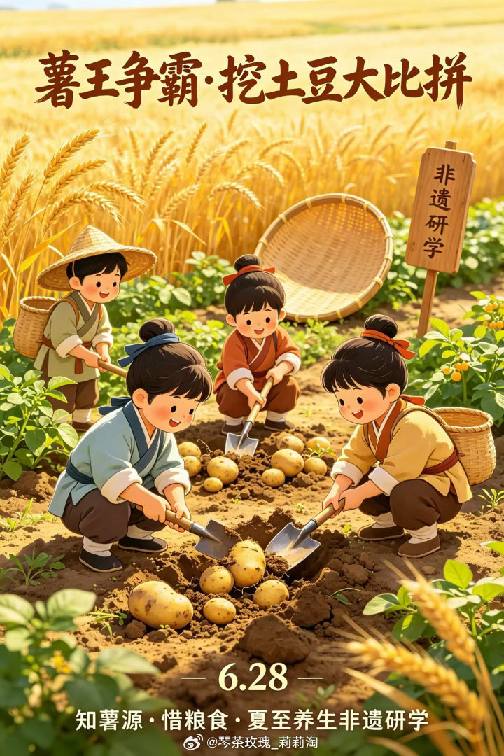 6.28【薯王争霸·挖土豆大比拼】夏至农耕非遗研学活动一、活动简介活动主题：薯王