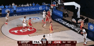 中国男篮小将张子一实在是太残暴了！在今天进行的中国U17男篮和法国U17男篮的比