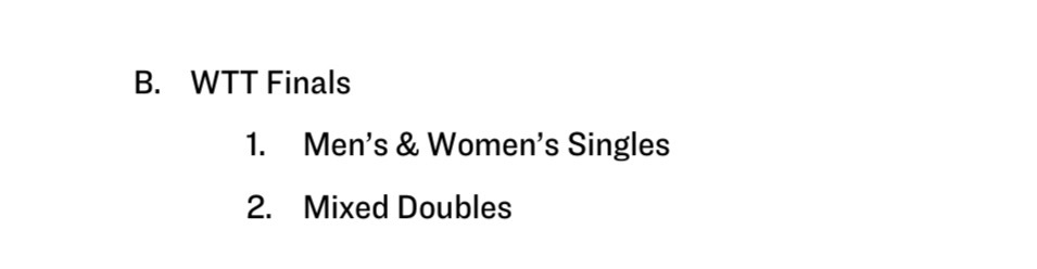 2026总决赛依旧单打和混双两个项目混双直接打R8淘汰赛 总赛程比今年多一天 