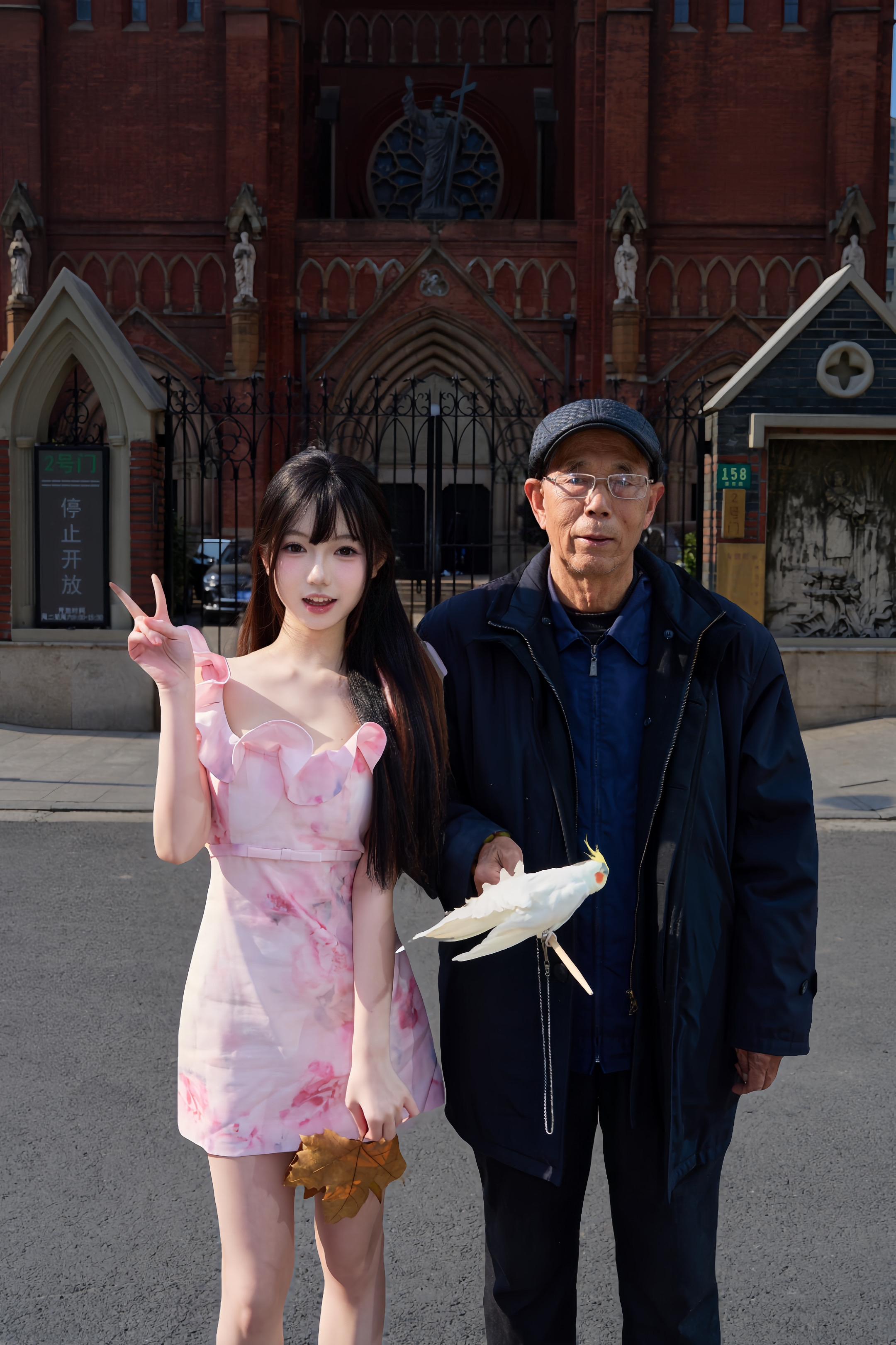 拍照遇到的一个可爱爷爷 爷爷把他的小鸟给我让我拍说这样比拿枫叶更可爱哈...