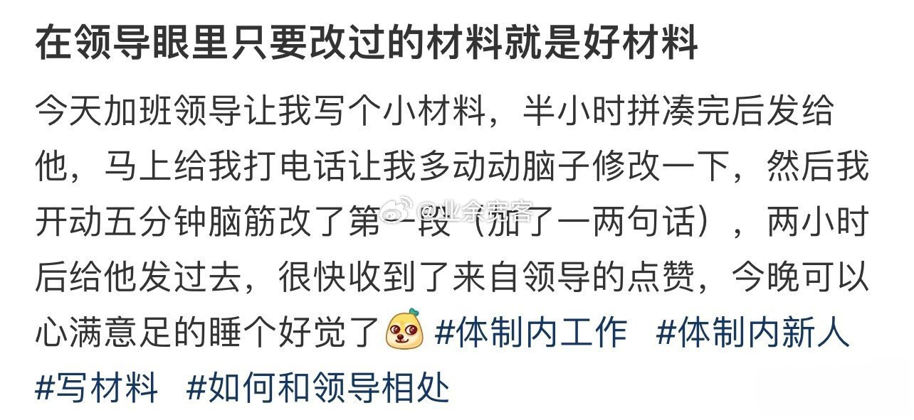 在领导眼里只要改过的材料就是好材料 