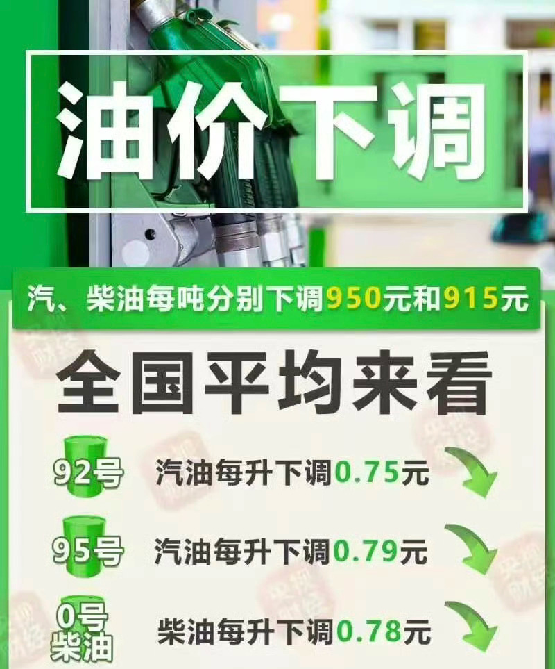 油价4日起下调 鼓掌👏🏻👏🏻👏🏻 开老旧燃油车的车主们，算是可以松一