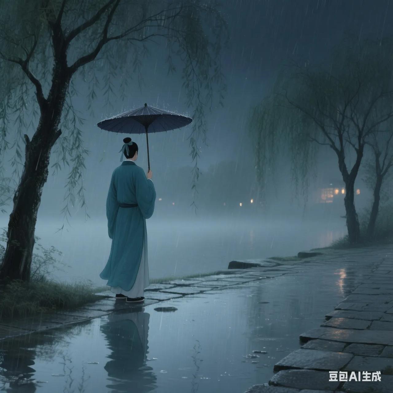 【夏末】
夜雨密，夜雨稀，
柳瑟云低残蛙啼，孤影昏烛凄。
晓风咽，晓风急，
卿音