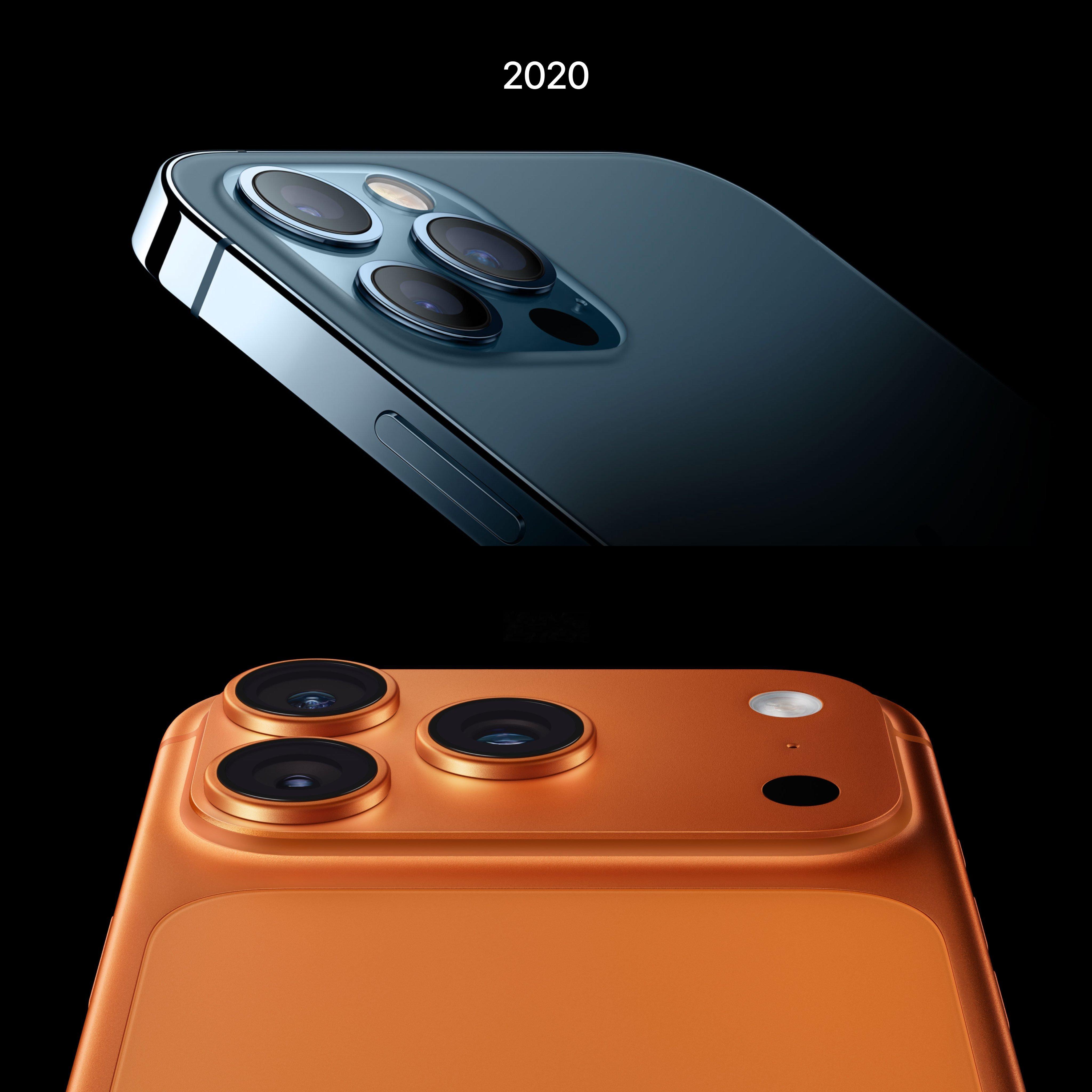 iPhone 12 Pro vs  iPhone 17 Pro摄像头模组凸起 ​
