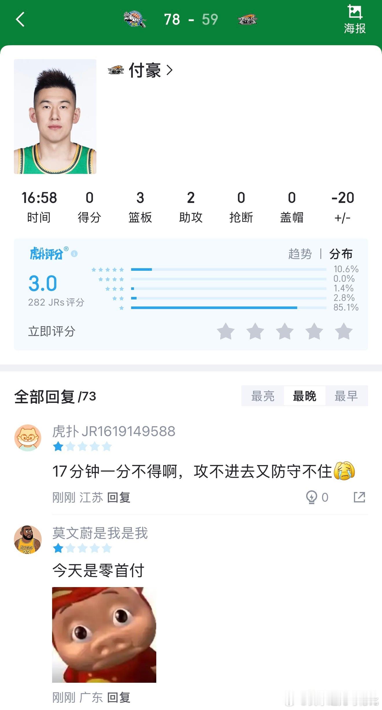 今天是个缓慢移动的木头桩子辽宁男篮cba付豪辽宁男篮