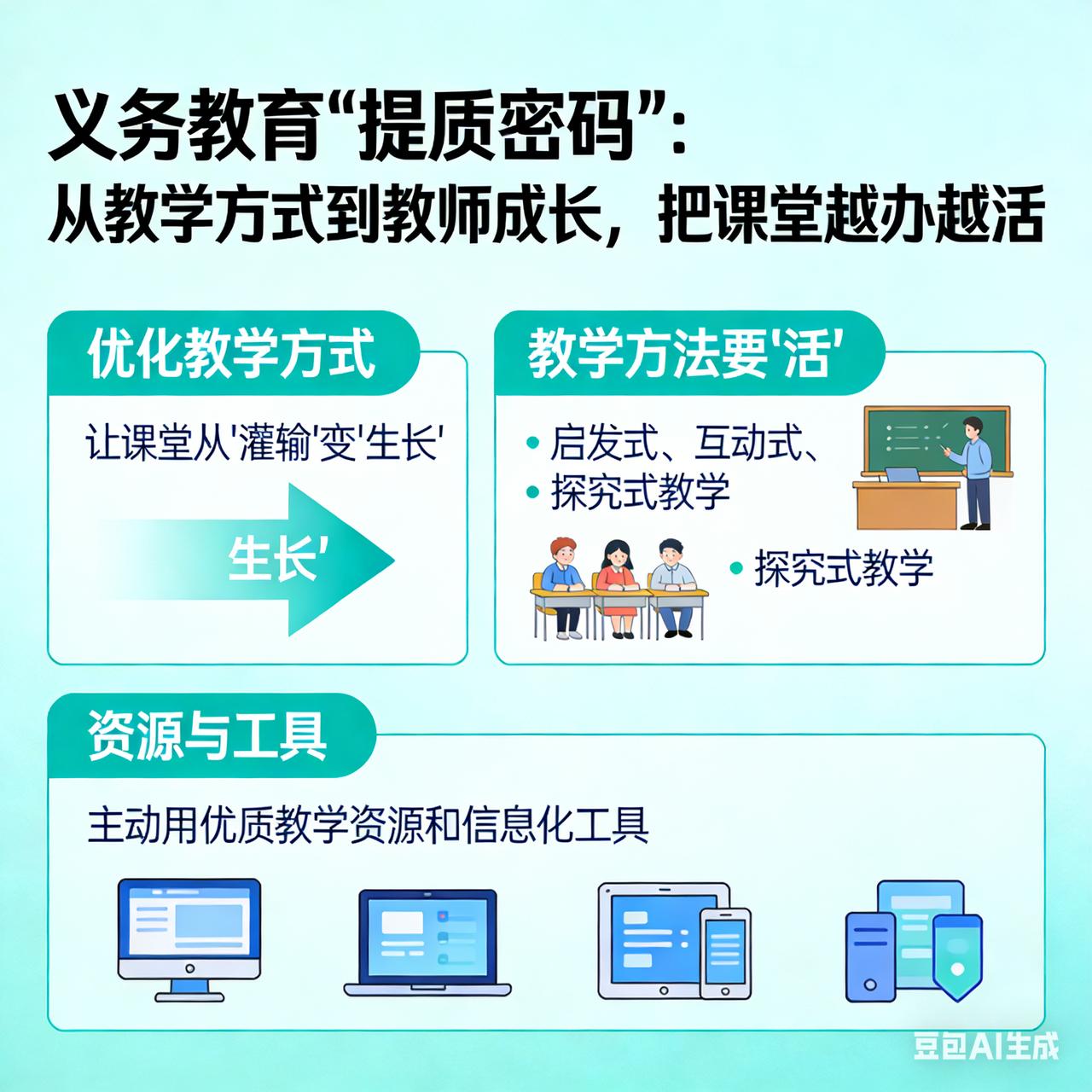 义务教育“提质密码”：从教学方式到教师成长，把课堂越办越活
 
义务教育要“教得