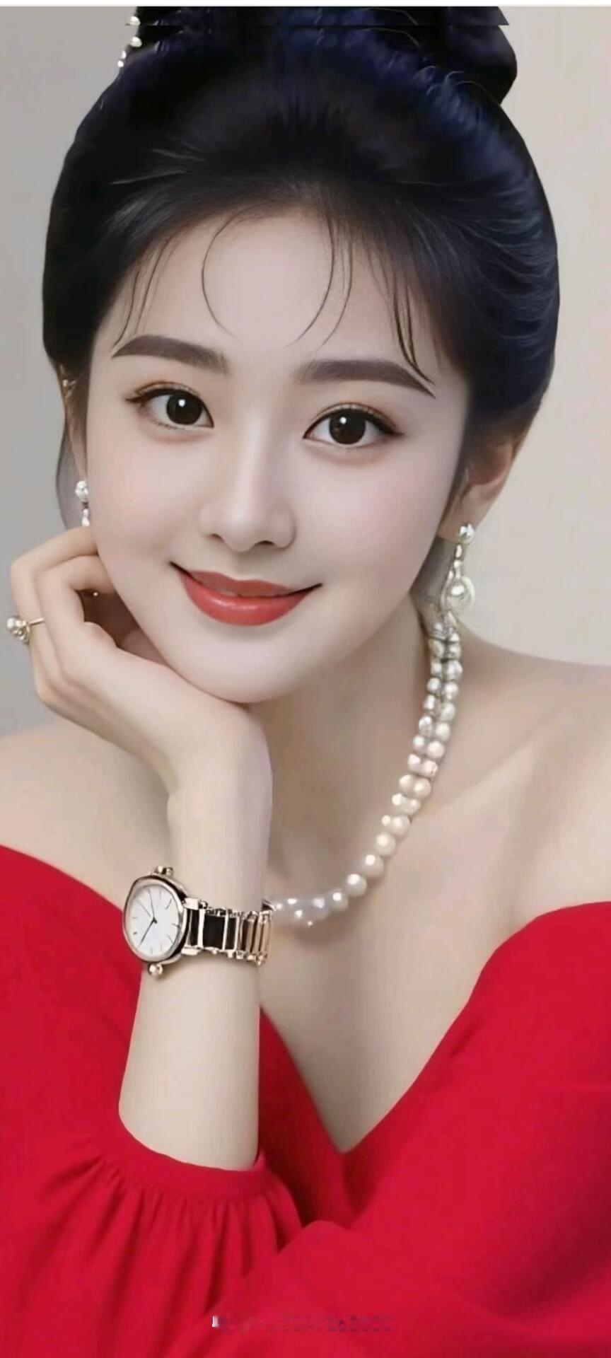 优雅红裙，珍珠闪耀，气质满分！💄👗✨
