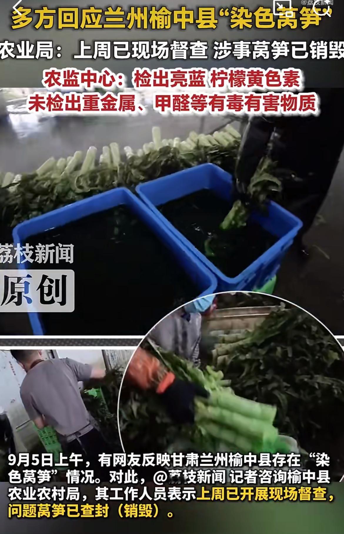 一博主曝光甘肃榆中县染色莴笋，甲醛白菜的问题才过去几天，没想到又有勇敢的博主出来