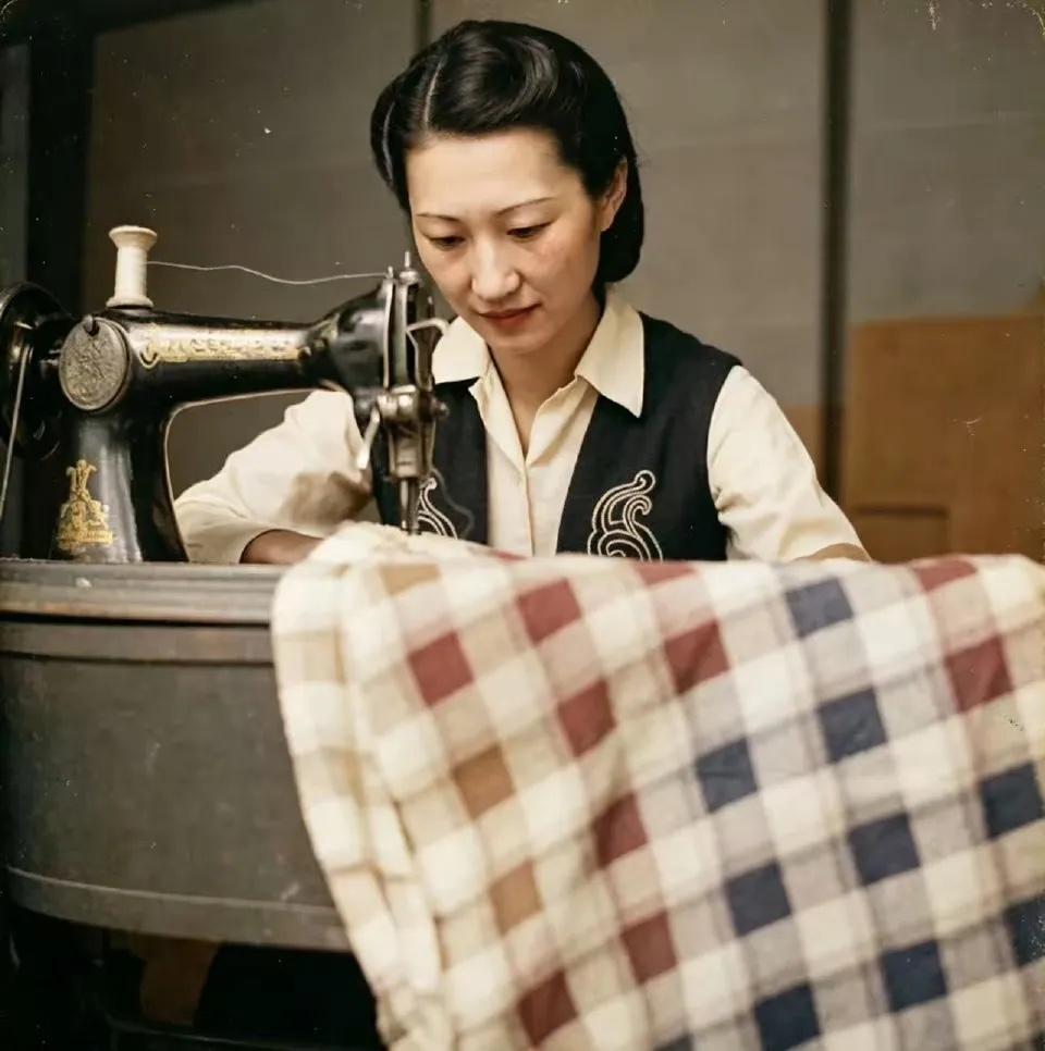 50年代，赵一荻在新竹深山的软禁住所缝制衣服时的一幕，这位昔日的大家千金，彻底放