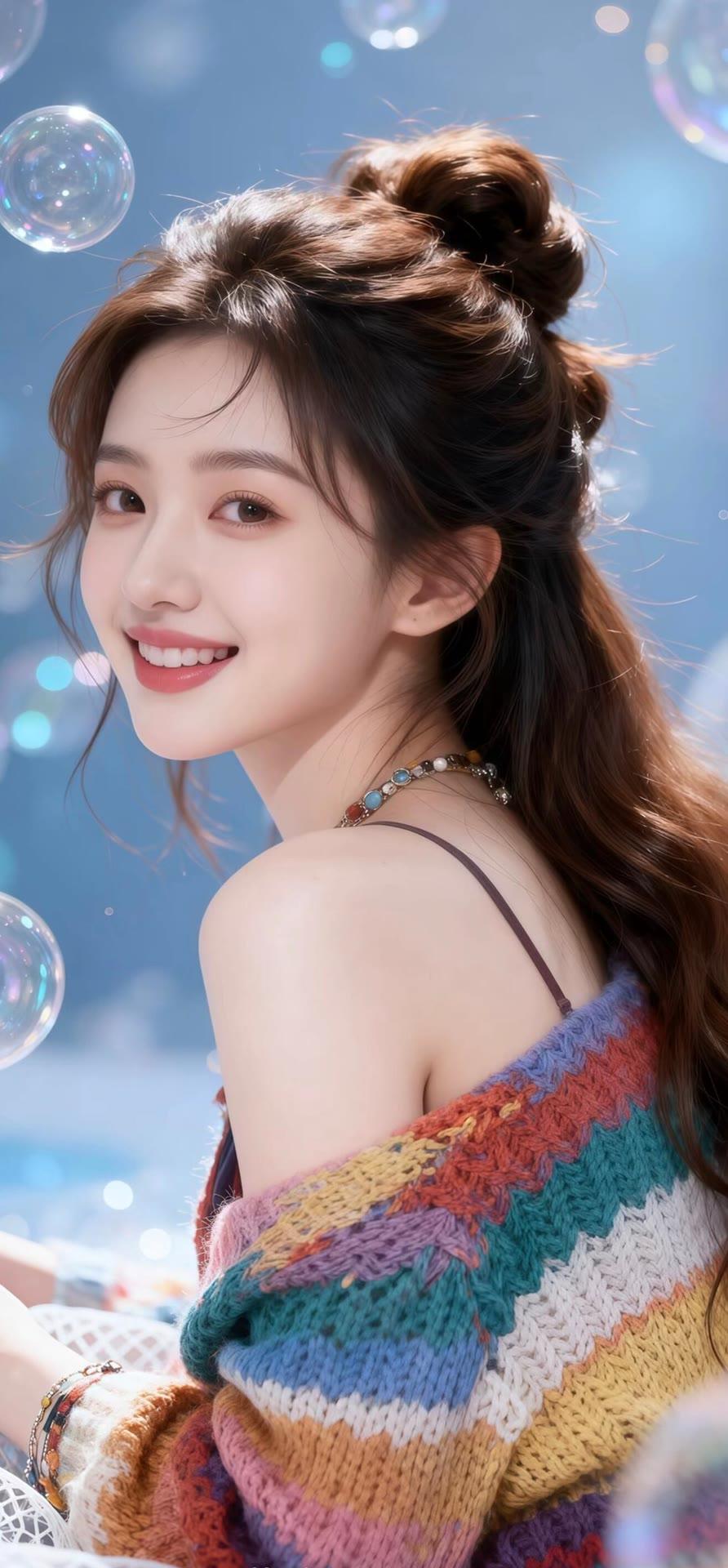 元气少女与五彩毛衣的梦幻邂逅🌈✨
