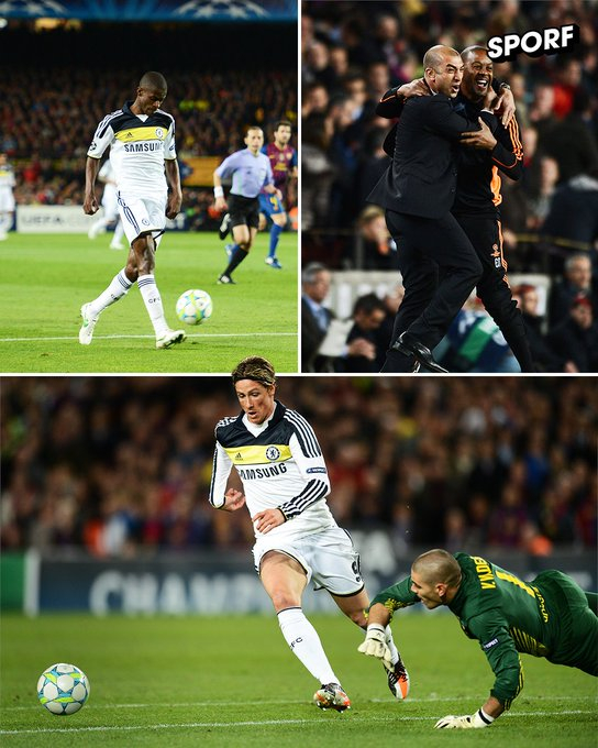 2012年的今天，切尔西爆冷击败巴塞罗那，晋级欧冠决赛。🔵约翰·特里被红牌罚下