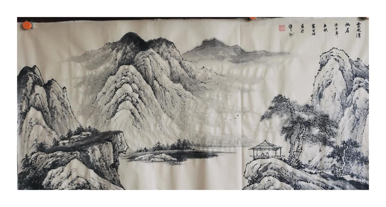 中国山水画原创作品欣赏：传统水墨山水画水墨风格山水画 山水画作鉴赏 水墨写生山水