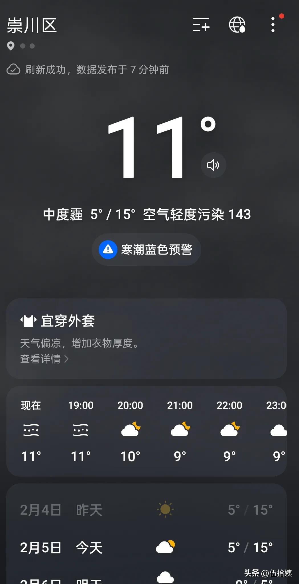 今天5-15℃，真的一点寒意都没有，可好大儿出差南通住家里，他就把空调开的呼呼的