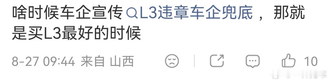 不用宣传了，法规已经会规定L3的违章由车企负责。什么问题来了，当他们的质疑都有了