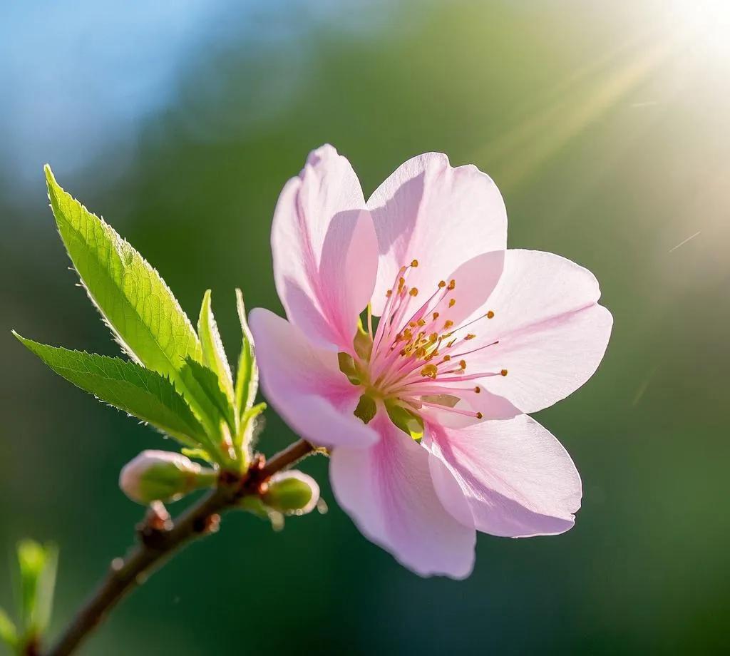 1. 桃花绽蕊映春柔，风抚新枝韵自悠
2. 春风轻吻千般绿，暖日微醺万物苏
3.