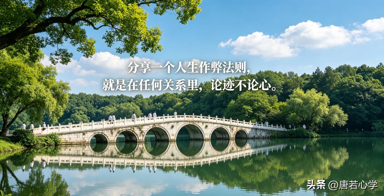 分享一个人生作弊法则，就是在任何关系里，论迹不论心。

《道德经》有言：“信言不