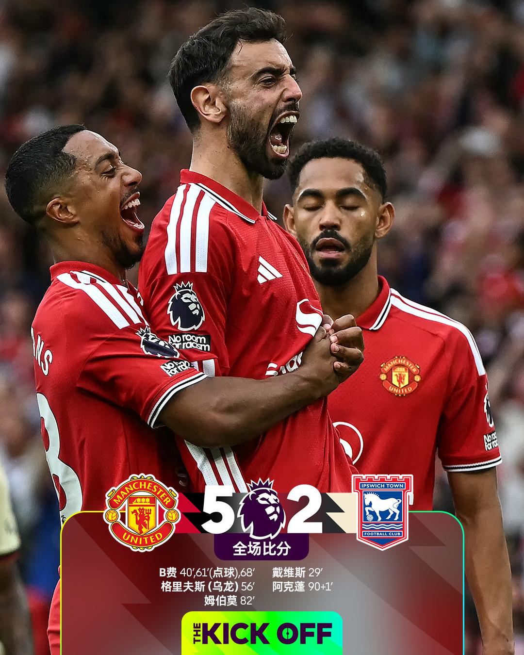 全场比分 | 曼联 5-2 伊普斯维奇

⚽第29分钟，法塔武右路突破下底挑传到