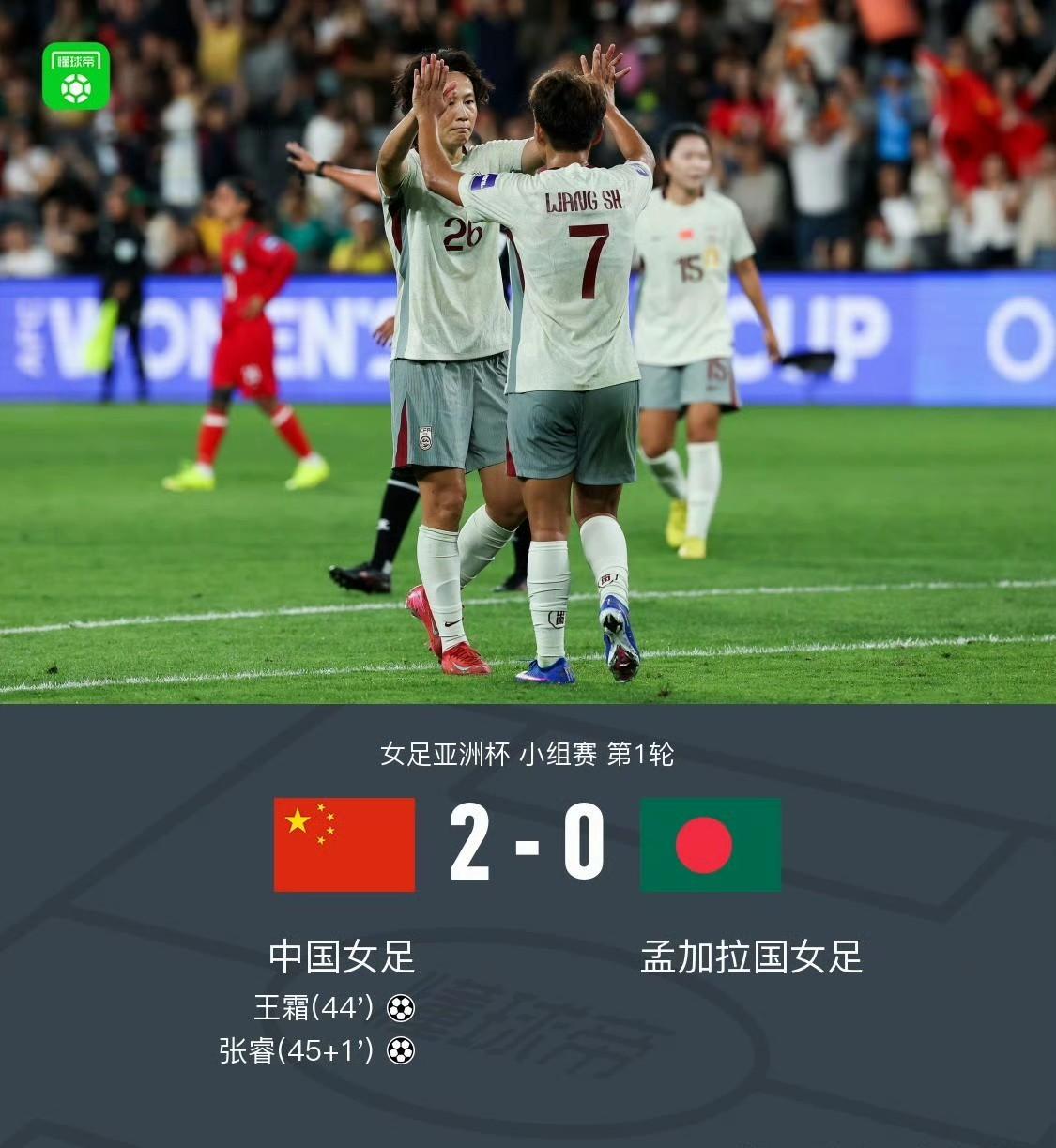 女足亚洲杯，中国2-0孟加拉的背后：一场“赢少了”的开门红，给玫瑰敲响警钟。
现