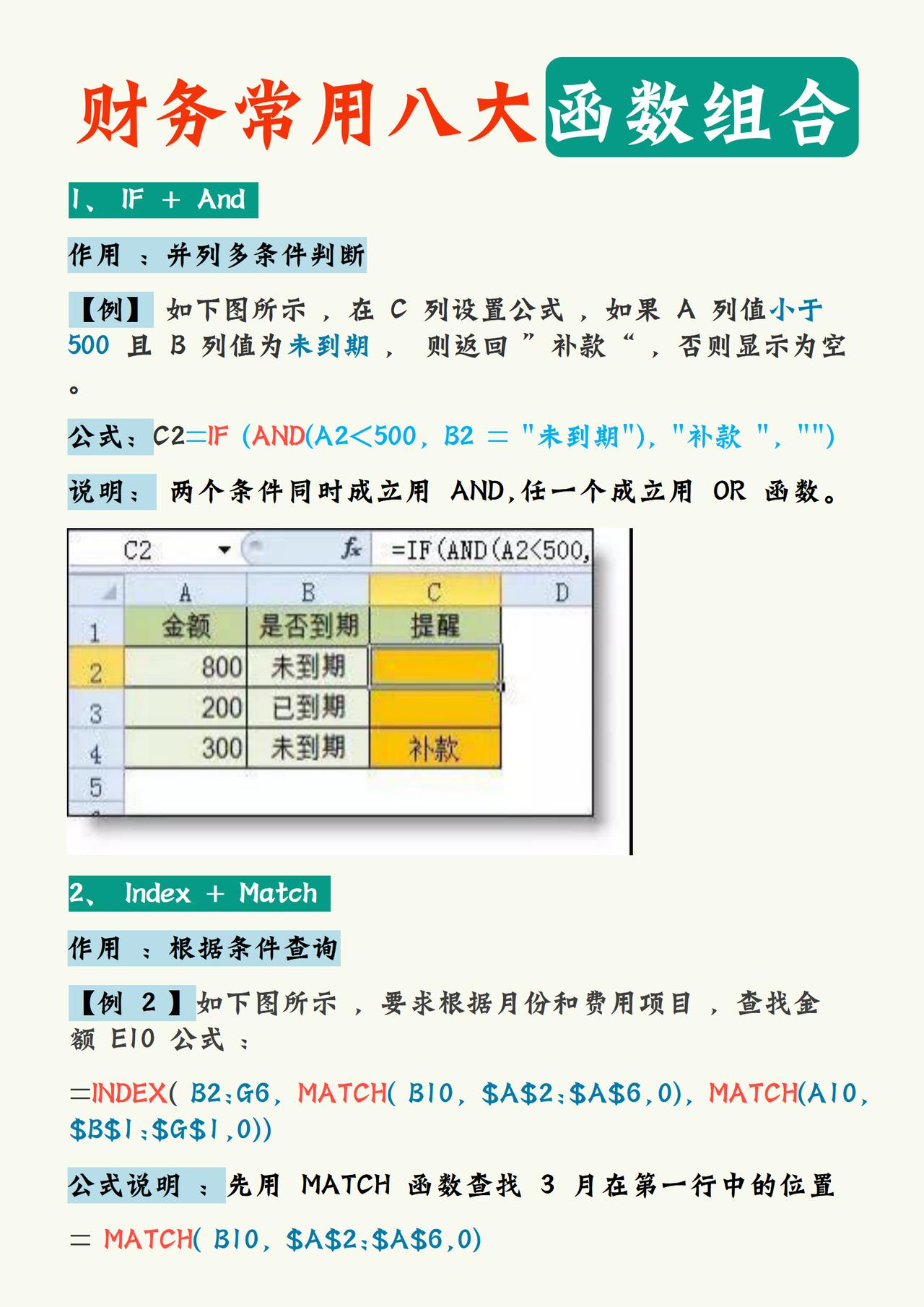 财务常用的八大函数组合，附多种函数应用及公式