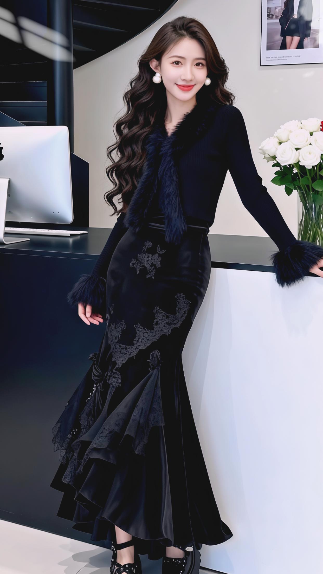 穿搭 高级感 鱼尾裙 半身裙 黑色系