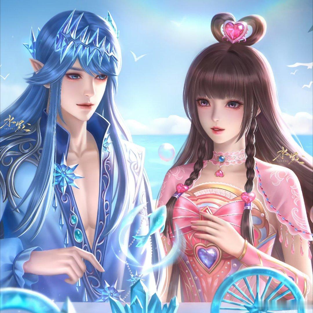 水王子｜王默｜水默 6月壁好美啊，是帅气元神水和萌萌的蛋糕默，小情侣配我一脸！动