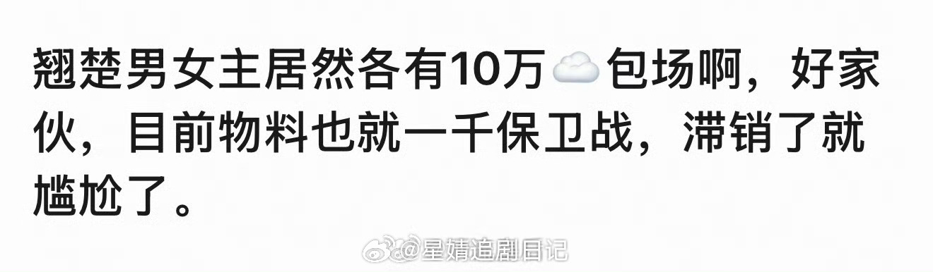 翘楚男女主粉丝在竞赛云包场，听说陈都灵粉丝已经在冲15万了，精神可嘉，不过滞销的