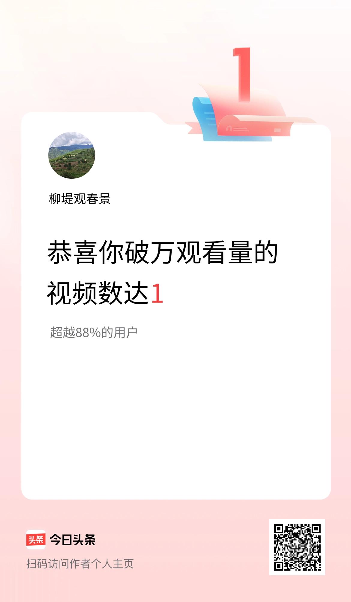 我在头条有1条视频播放量破万了！