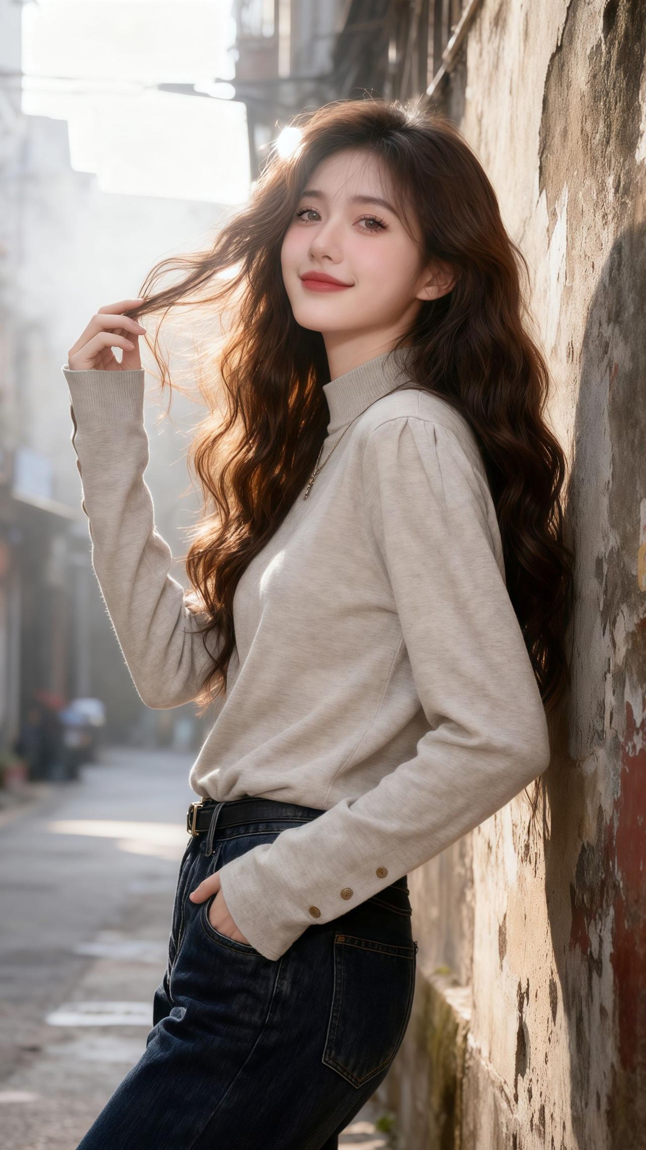 秋冬氛围感全靠这件灰色半高领毛衣拿捏！细腻针织触感软糯亲肤，恰到好处的半高领修饰