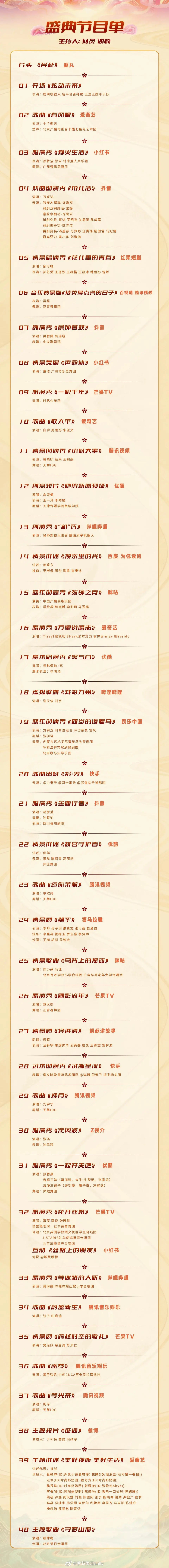 今晚网络视听盛典的节目单，燥候哪个舞台