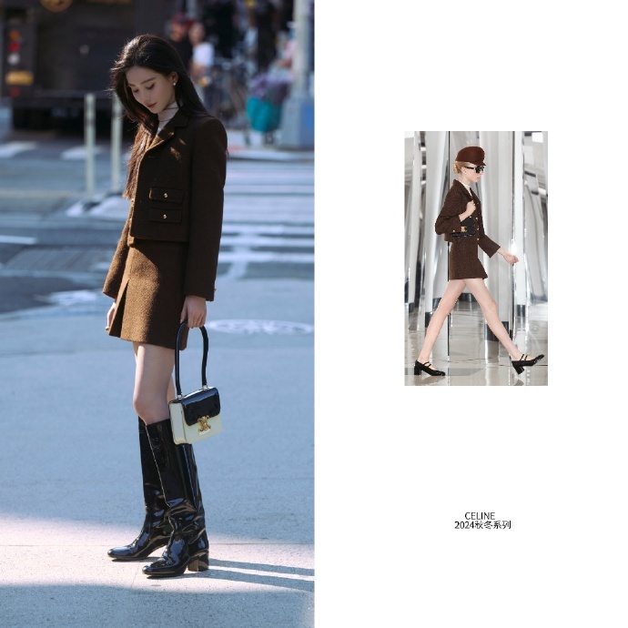 风格大赏  ｜ 时尚风标  刘诗诗✖️CELINE思琳服装｜包包｜长靴｜墨镜｜耳