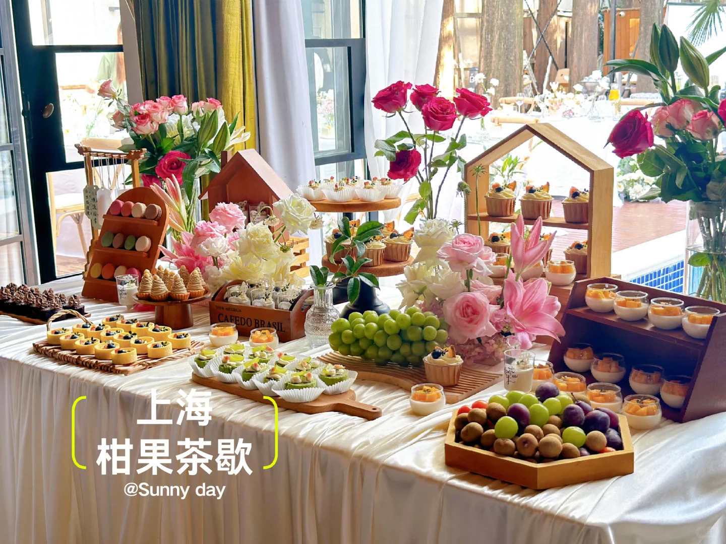 美哭了 上海复古森林系婚礼甜品台茶歇台