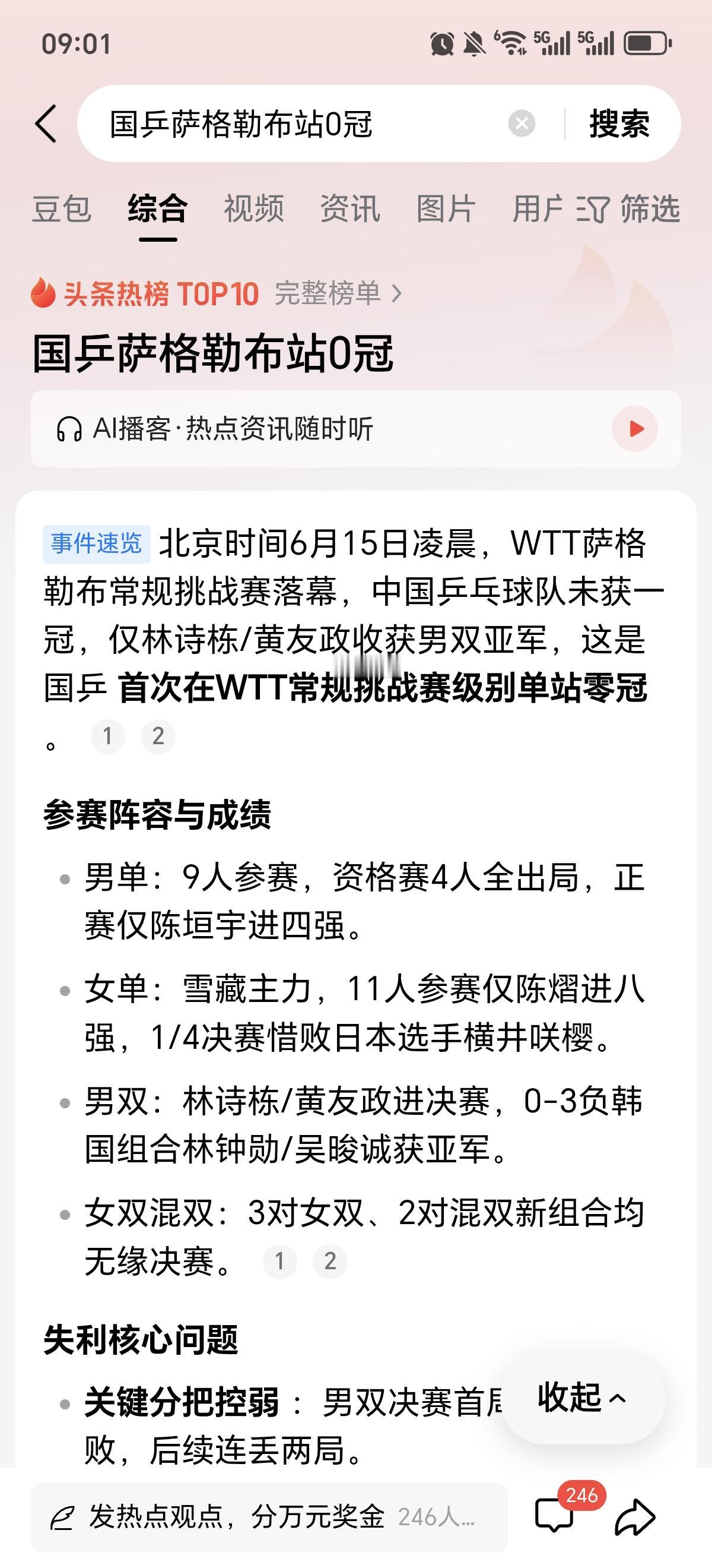 没有主力带队的国乒男女队，在WTT萨格勒布常规挑战赛中竟然得了一个大鸭蛋？
  