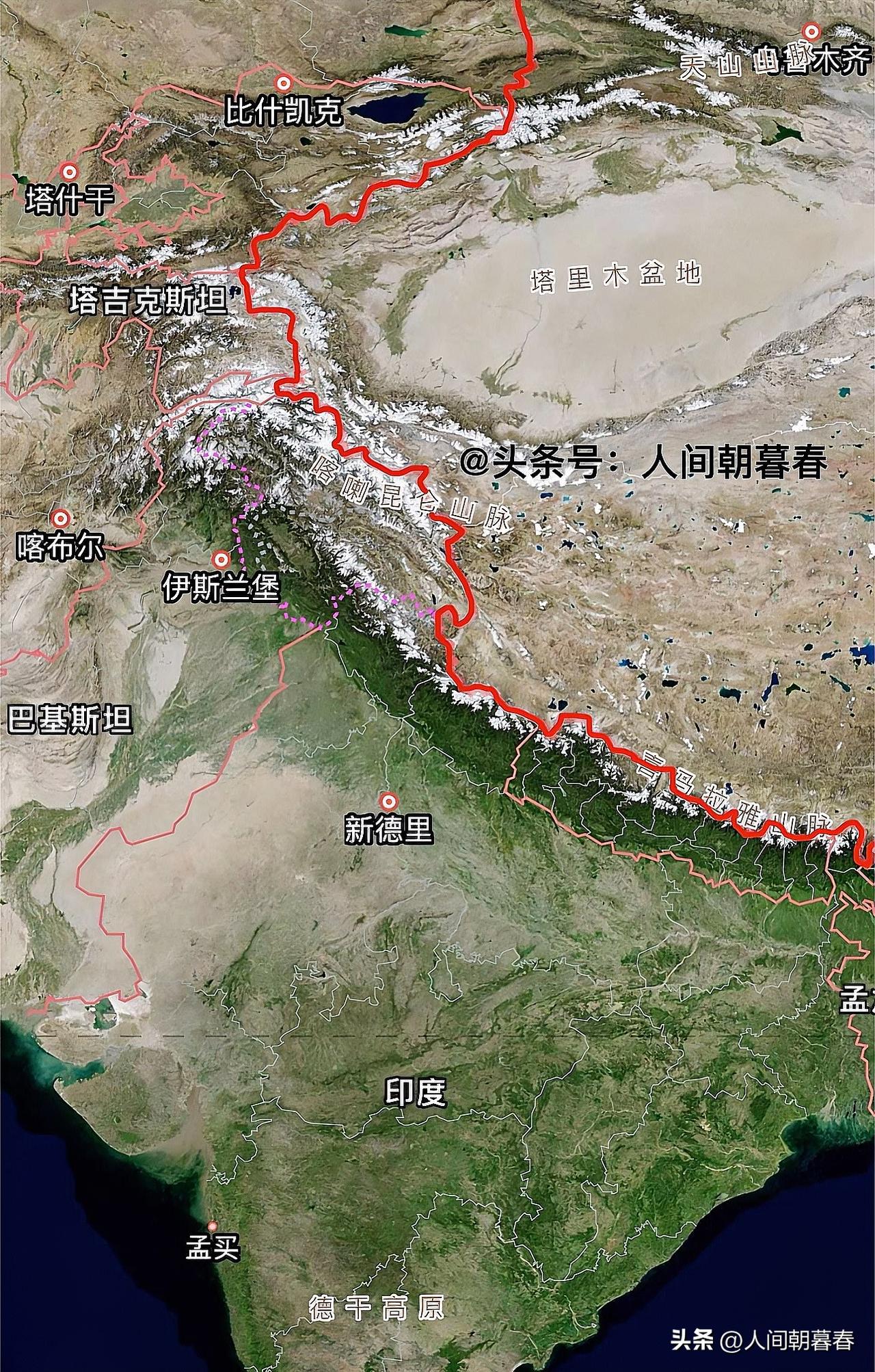就地理层面来看，印度版图已经延伸到了喜马拉雅山脉以北，著名的印控克什米尔就位于此