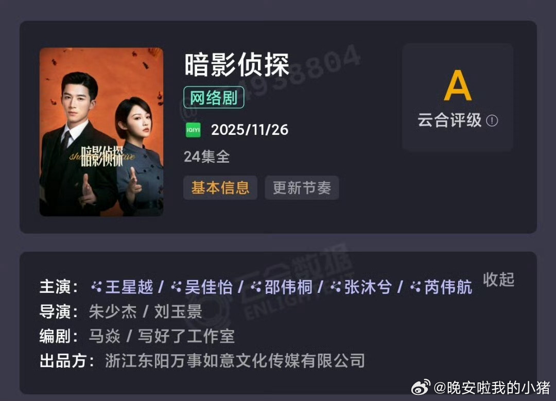 王星越暗影侦探分账票房657w，小成本积压无宣发已经很好了。 