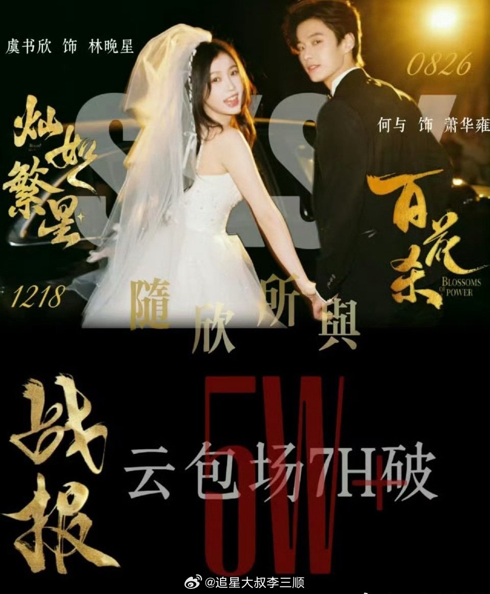 随欣所与CP粉给虞书欣《灿如繁星》、何与的《百花杀》☁️包场7小时破5w🔥🔥