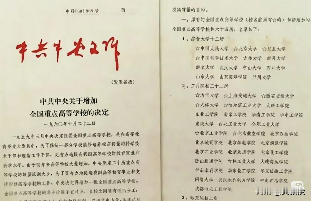 1960年的全国重点大学
