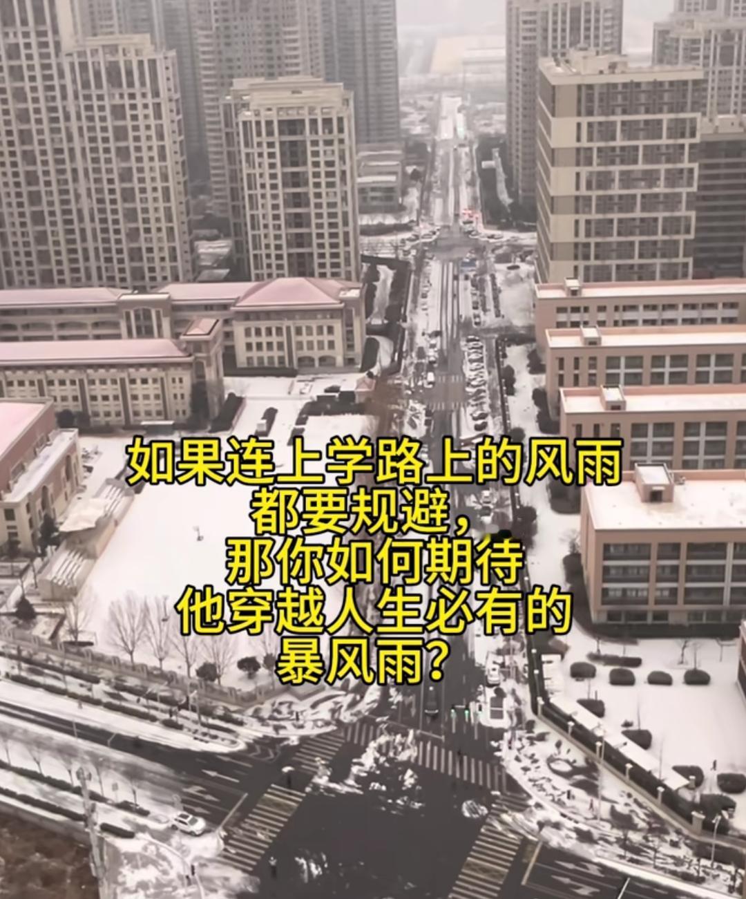如果连上学路上的风雨都要规避，那你如何期待他穿越人生必要的暴风雨？
这句话我并不