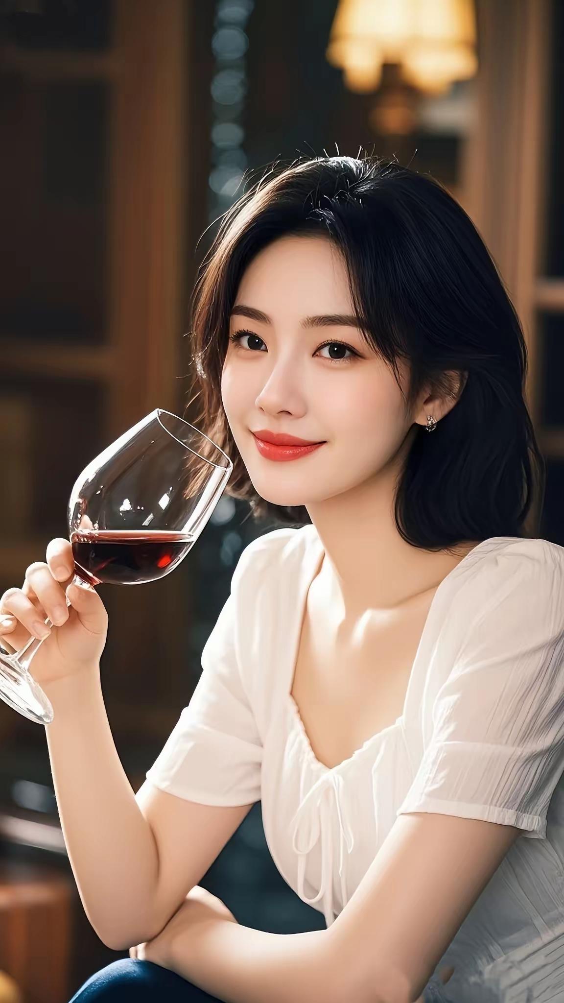 优雅品酒时刻，红酒与美人相伴，尽享生活美好。🍷💃