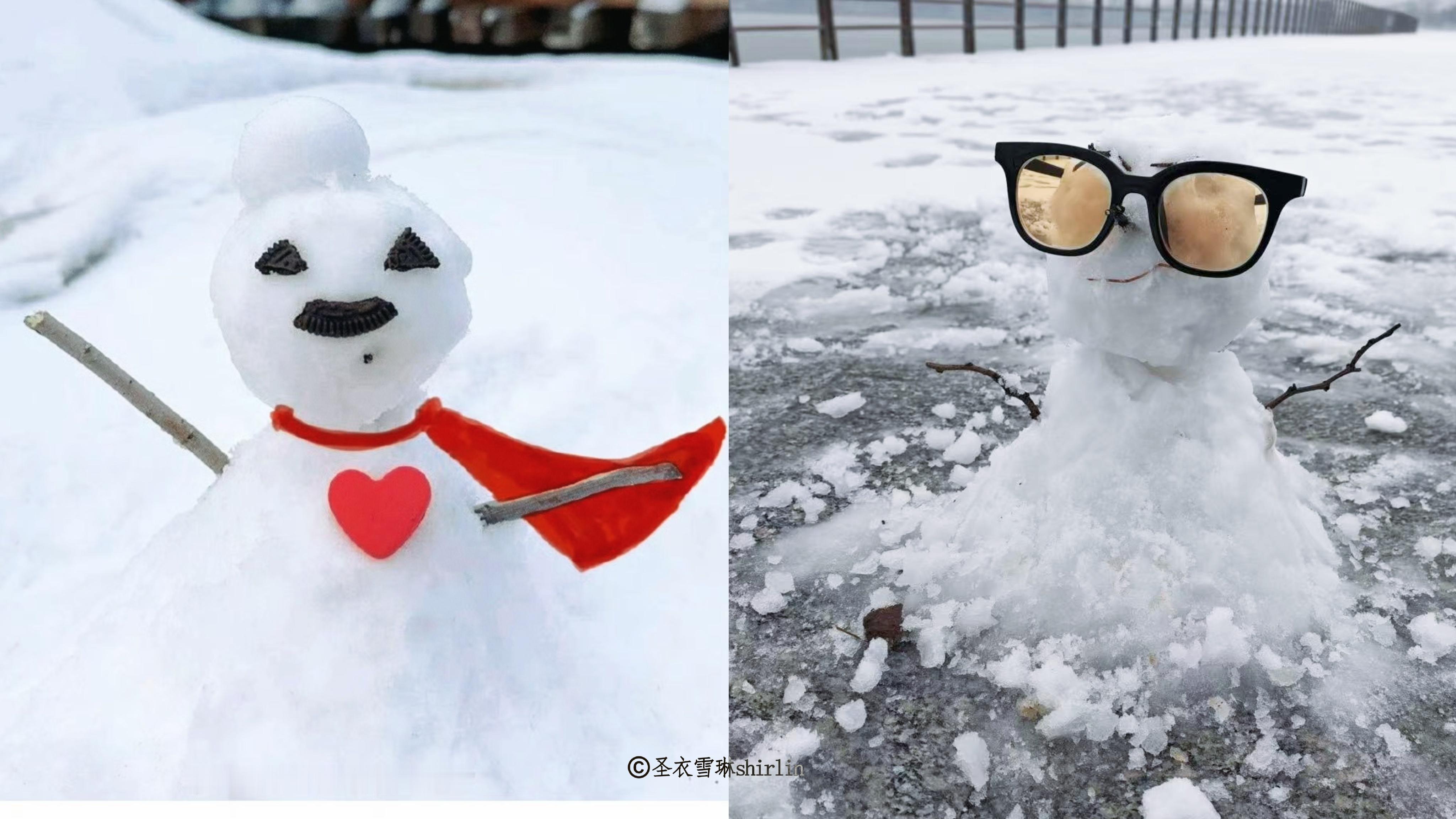 博君一肖 爱心痣雪人☃️是一博给战战堆的，要美美的歪嘴笑雪人☃️是战战给一博堆的