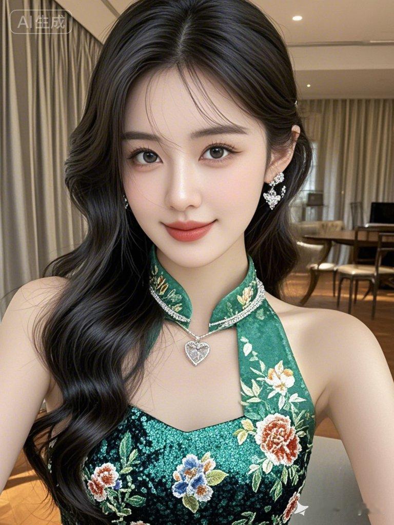 优雅绿衣美人，花间仙子气质满满！