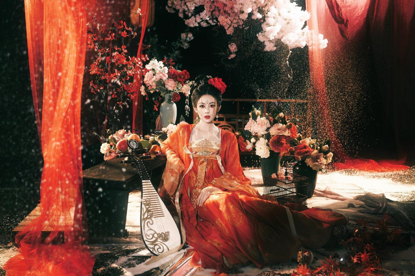 娜扎簪花面靥唐妆娜扎红绡琵琶美人美成啥了都 ​​​