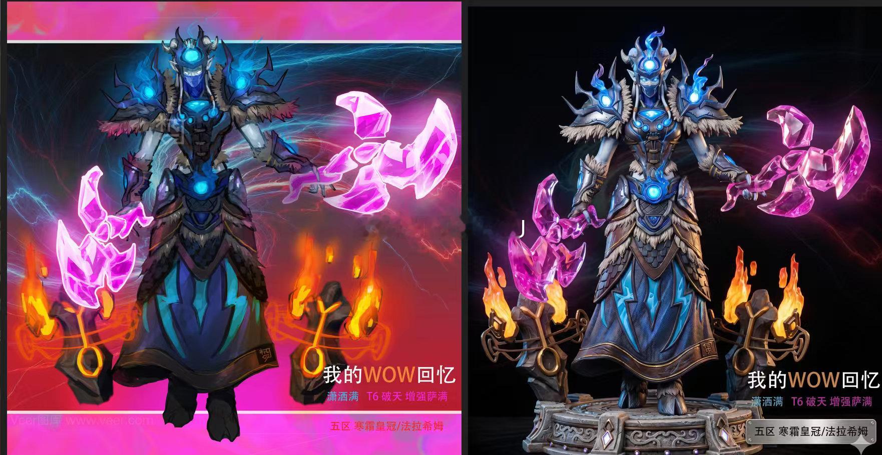 魔兽世界 用昨天自己画的萨摩自画像，给ai跑成手办的感觉，还可以（抽了几次卡，这