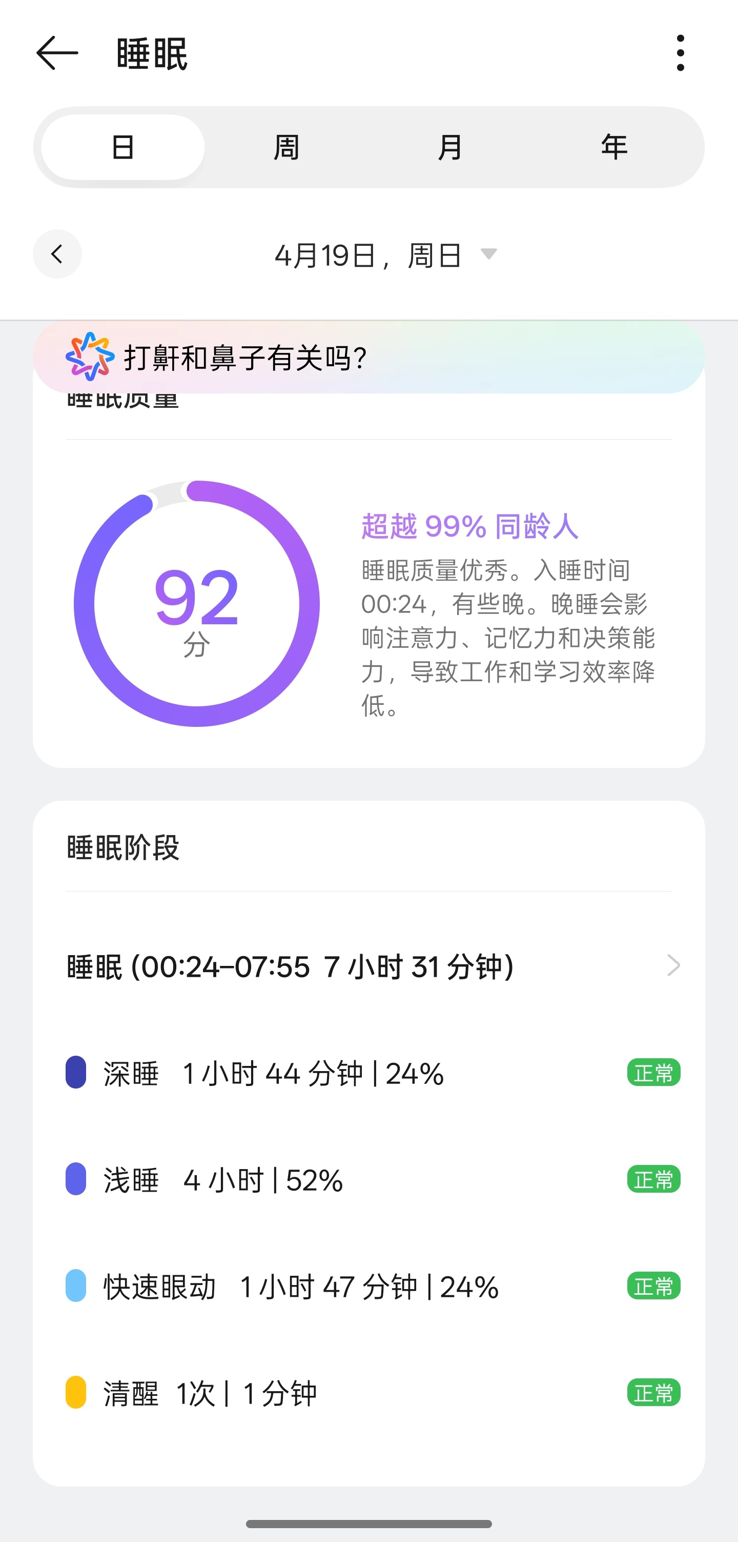 oppo手表的这个睡眠监测还有优化的空间相比于苹果手表的睡眠监测！如果满分100