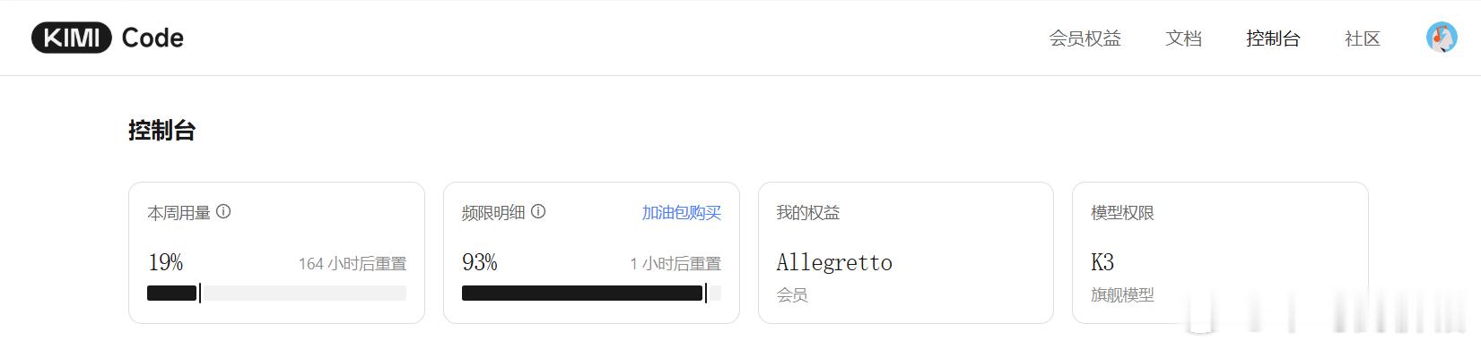 K2.6的时候199元/月的Allegretto对我的用量来说肯定够了，现在真不