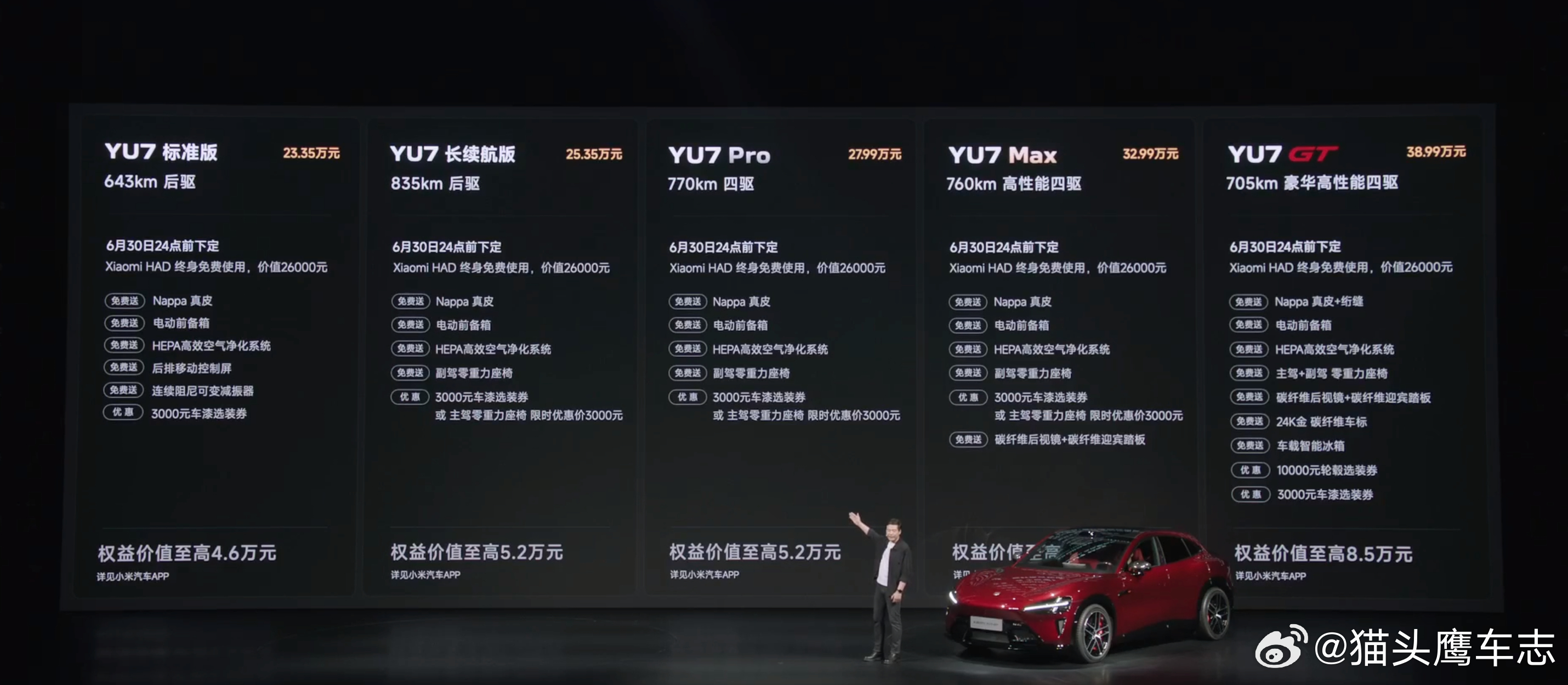 汽车 【小米YU7 GT正式发布 售价38.99万元】5月21日，小米YU7 G