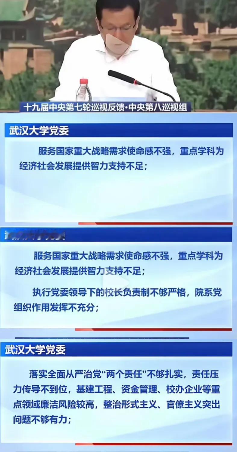 太罕见！央视直接点名武大，巡视组通报毫不客气，指出形式主义顽疾未除、立德树人仍有