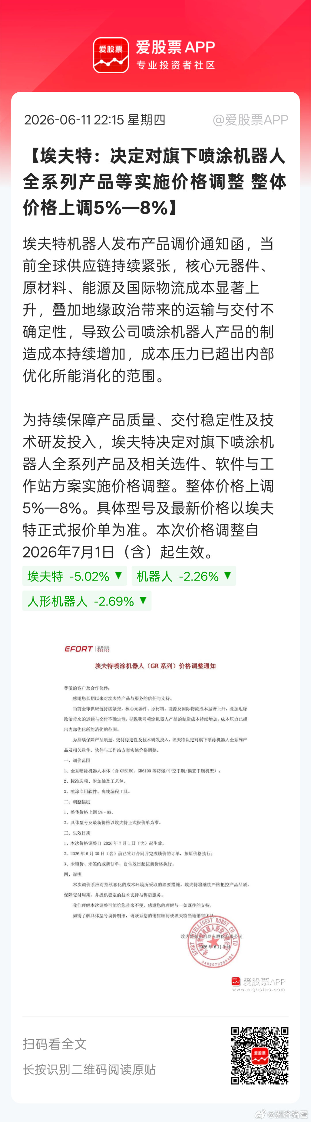 机器人也来凑涨价得热闹了全民都在炒涨价逻辑。。。 