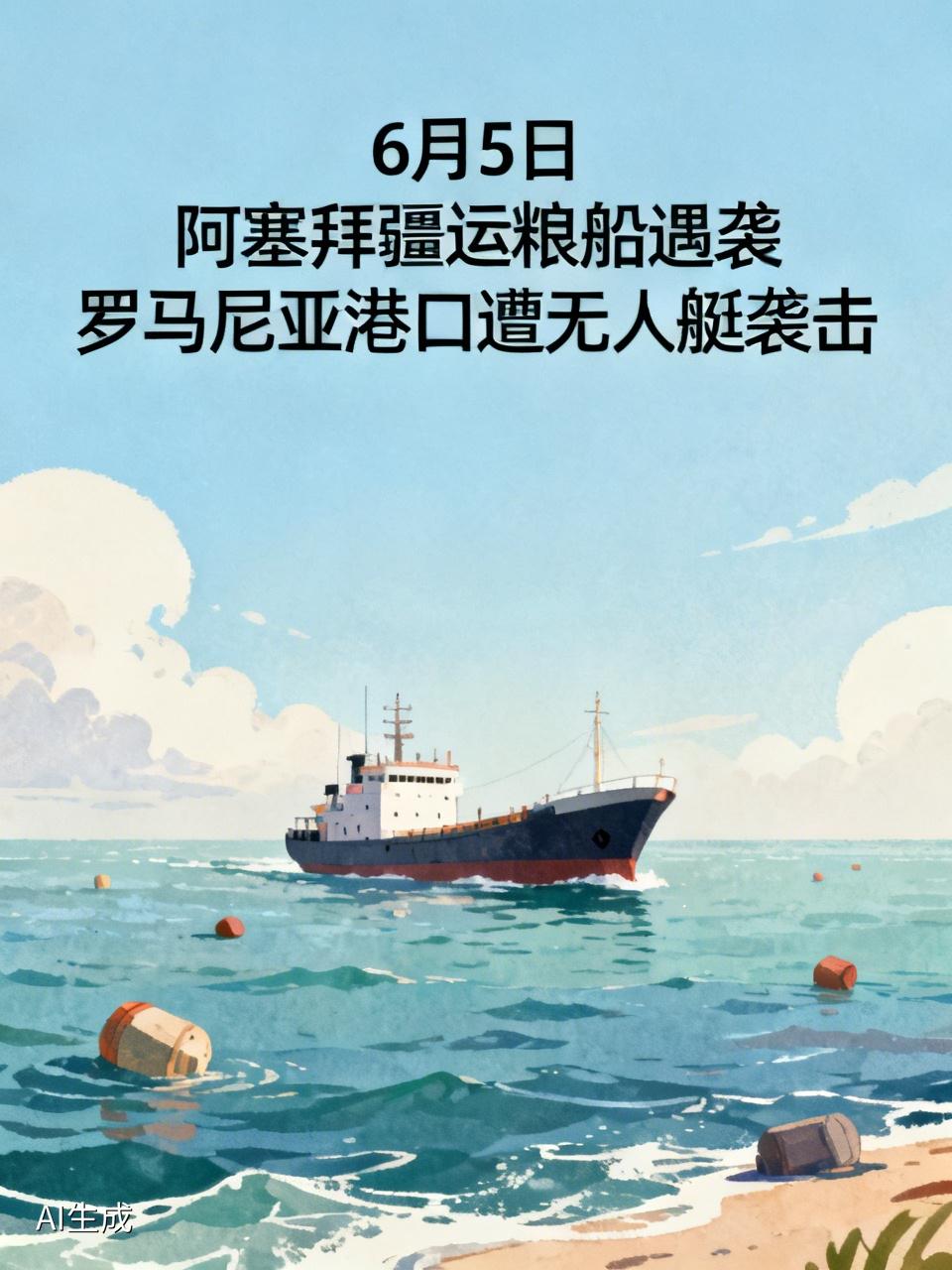 乌克兰疯了：6月5日凌晨 00:45、01:55无人机 两次袭击阿塞拜疆运粮船，
