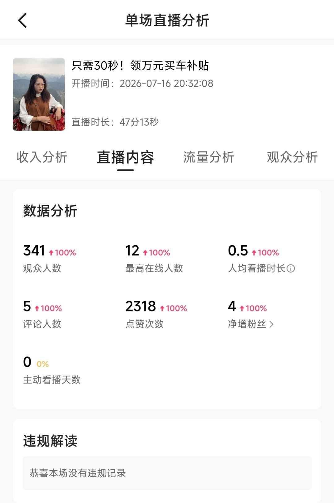 让家里人试了试直播带货，这数据对于一个新注册的号来说是啥水平啊？大v聊车